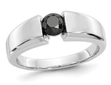 Mens 1.00 Carat (ctw) Black Diamond Ring in 14K White Gold